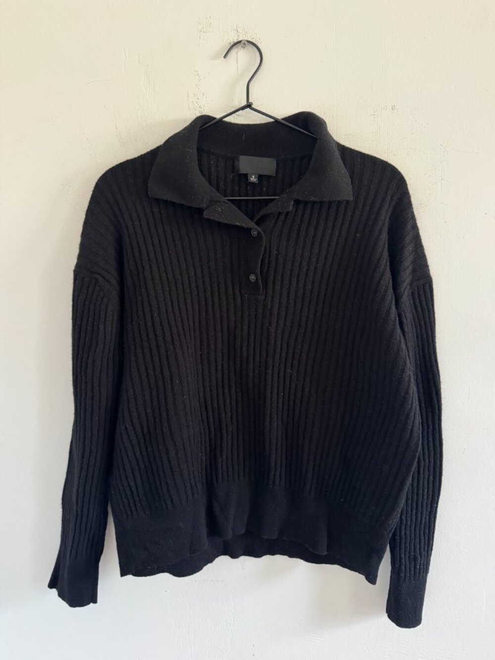 Nili Lotan Black 100% Lambswool Ramona Polo Sweater S - Picture 2 of 4